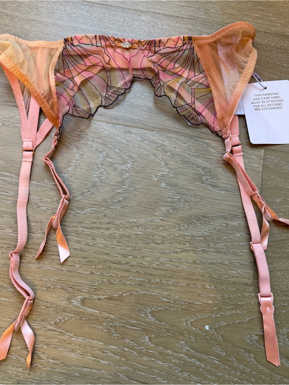 Savage X Fenty by Rihanna Floral Lace Garter Belt Pink M NWT